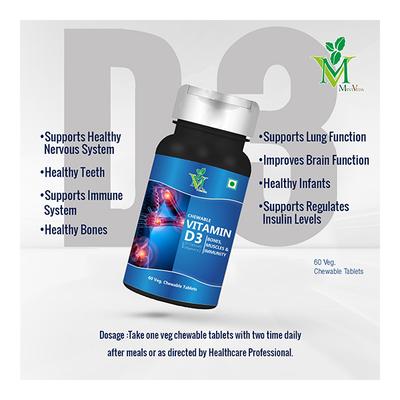Mint Veda Vitamin D3 Chewable Veg Tablet 60's - Multi-Vitamins