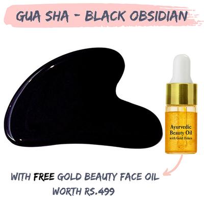 Natural Vibes Gua Sha Stone with Free Ayurvedic Beauty Oil 3 ml - Massagers