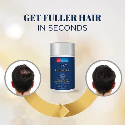 Dr Batra's Pro+ Instant Hair Natural Keratin Hair - Building Fiber (Black) 12 gm - Hair & Skin