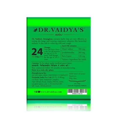 Dr.Vaidya's Swasaghna Pills 24's - Speciality Medicines