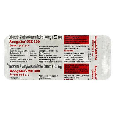 ACEGABA ME 300mg Tablet 10's - Neuropathic Pain-Dru