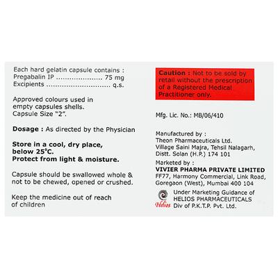 PREGALYV 75 Capsule 10's - Neuropathic Pain-Dru