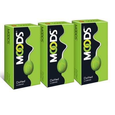 Moods Condoms - Dotted (Pack of 3 x 12's) - Plain/Flavoured Condoms