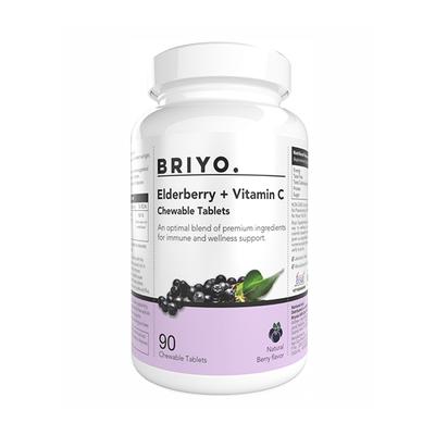 Briyo Elderberry Plus Vitamin C - Chewable Tablets - Natural Berry Flavour 90's - Vitamin C