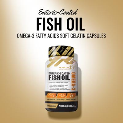 MuscleXP Omega-3 Enteric-Coated Fish Oil Softgels 60's - Omega Fish Oil Fatty Acids
