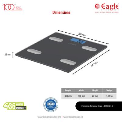 Eagle Digital Weighing Scale Color Changing Smart (EEF-2001A) - Black - Health Monitoring Devices