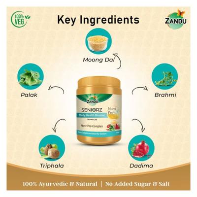 Zandu Seniorz Daily Health Booster 3 in 1 Nutri Pro Granule 500 gm - Daily Health Drinks