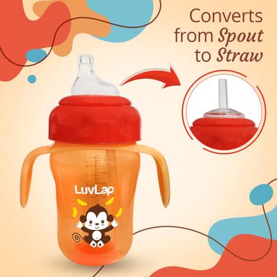 LuvLap Banana Time 2 in 1 Sipper - Orange 210 ml - Feeding & Nursing