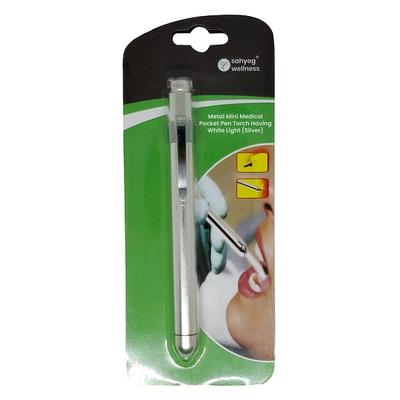 Sahyog Wellness Metal Mini Medical Pocket Pen Torch (White Light) - Silver - Health Monitoring Devices