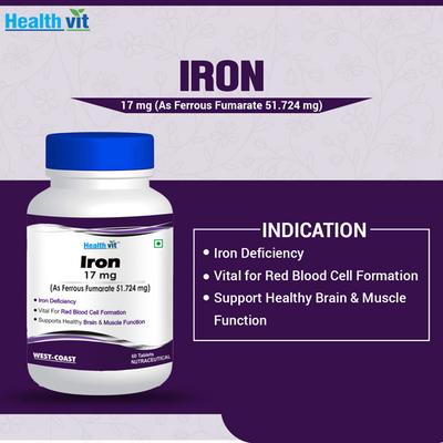 Healthvit Iron 17 mg Tablet 60's - Calcium And Minerals