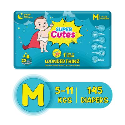 Super Cute's WonderThinz Pull-up Diaper - (M) (5 - 11 kg) (Pack of 5 x 29's) - Diapers & Wipes