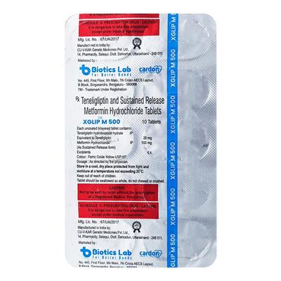 XGLIP M 500 Tablet 10's - Diabetes-Ant