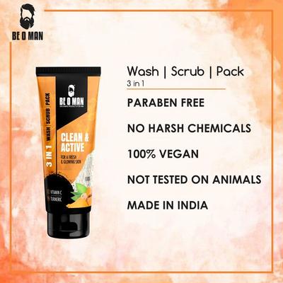 Beoman Clean and Active 3 In 1 Face Wash 100 gm - Face Washes