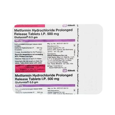 Gluformin I 0.5gm Tablet 15'S - Diabetes-Ant