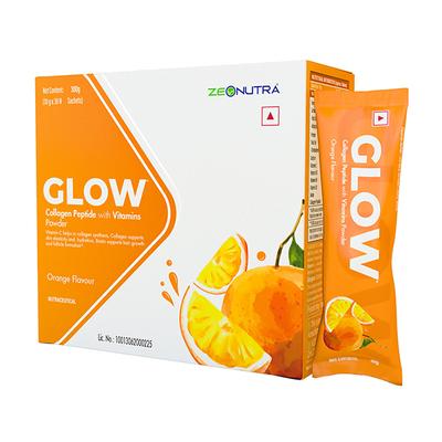 Zeonutra Glow Collagen Peptide with Vitamins Sachet - Orange Flavour 30's - Calcium And Minerals