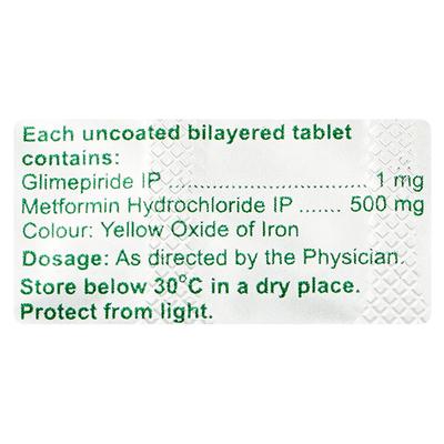 Glimitab M 1mg Tablet 10'S - Diabetes-Ant