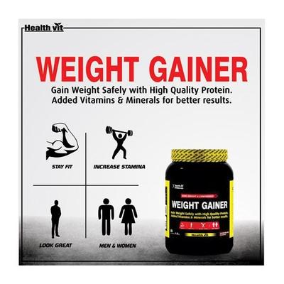 HealthVit Fitness Weight Gainer Powder - Chocolate Flavour 1 kg - Weight Gain