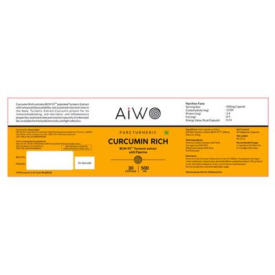 Aiwo Curcumin Rich 500 mg Capsule 30's - Herbal Dietary Supplement