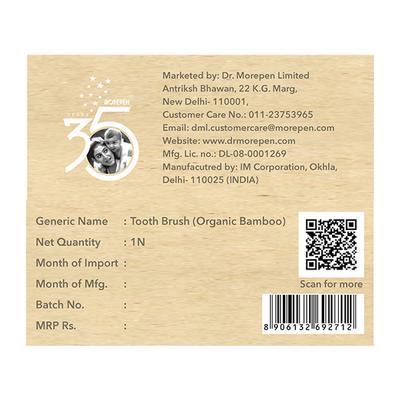 Dr.Morepen Organic Bamboo Adult Charcoal Toothbrush - Medium 1's - Toothbrushes