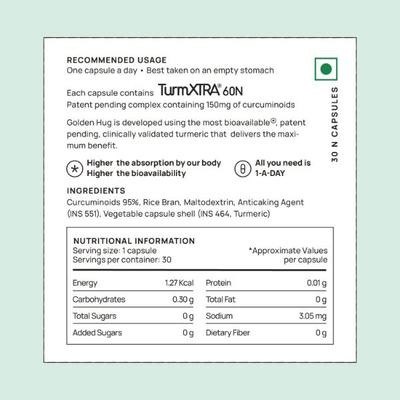 Nature & Thought Golden Hug Turmeric Capsule 30's - Herbal Dietary Supplement