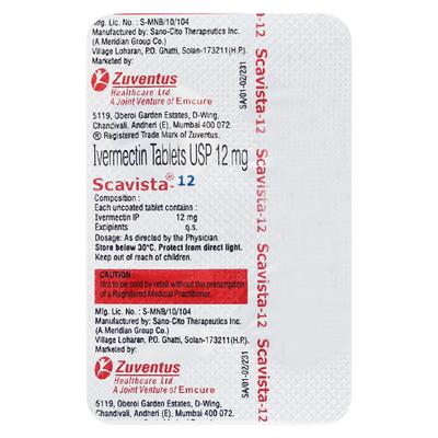 Scavista 12mg Tablet 4'S - Parasitic Worms-Ant