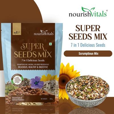 NourishVitals 7 in 1 Super Seeds Mix 200 gm - Nutritional Bars