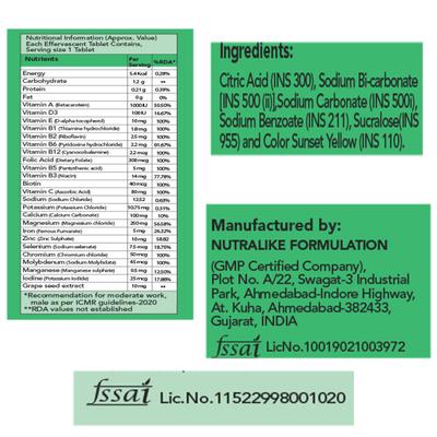 FixUpHealth Electrolytes Effervescent Tablet - Lemon Flavour & FixUpHealth Multivitamins and Multiminerals Effervescent Tablet - Orange Flavour 20s 1's - General Health