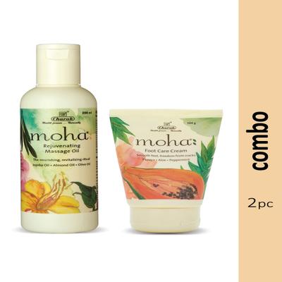 Moha Rejuvenating Massage Oil 200 ml + Moha Foot Care Cream 100 gm 1's - Creams/Oils/Lotions
