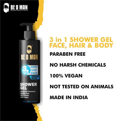 Be O Man 3 in 1 Shower Gel - Organic Boost 200 ml - Shower Gels & Body Wash