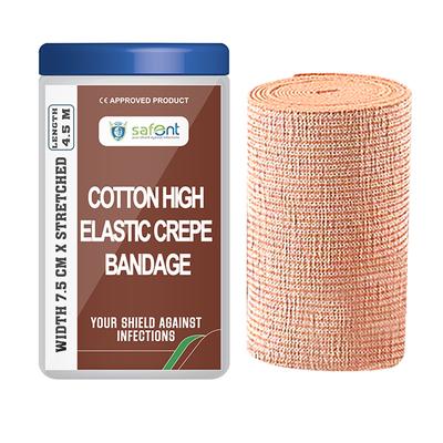 Safent Cotton High Elastic Crepe Bandage (7.5 cm X 4.5 m) - Bandages & Dressings