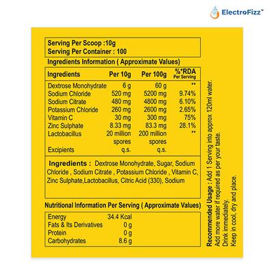 ElectroFizz Electrolyte Powder - Mango 1 kg - Energy Drinks