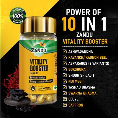 Zandu Vitality Booster Capsule - Daily Energizer 60's - Personal Care (Ayush)