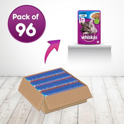 Whiskas Adult Tuna in Jelly (Pack of 85gm x 96) 8160 gm - Petfood