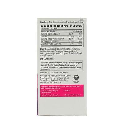 GNC Women's Iron Complete Caplets 60's - Calcium And Minerals