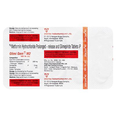 GLIMIGEM M 2/500mg Tablet 10's - Diabetes-Ant