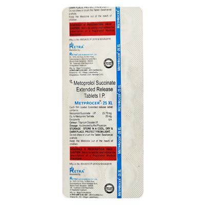 METPROCER 25 XL Tablet 10's - Hypertension-Bet