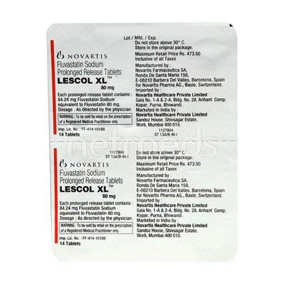 Lescol XL 80mg Tablet 14'S - High Cholesterol-Dys