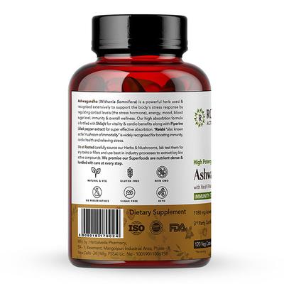 Rooted Active Naturals Ashwagandha Root with Reishi Mushroom Veg Capsule 120's - Ashwagandha