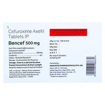 BENCEF 500 Tablet 10's - Bacterial Infections-Cep
