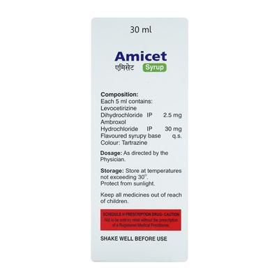 Amicet Syrup 30ml - Cough And Cold-Cou