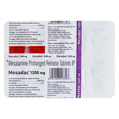 MESADAC 1200mg Tablet 10's - Ulcerative Colitis/Bowel Inflammatory Disease-GIT
