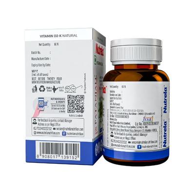 Patanjali Nutrela Vit D-K2 Chewable Tablet - Vanilla Flavour 60's - Multi-Vitamins