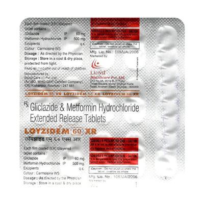 Loyzide M XR 60mg Tablet 15'S - Diabetes-Ant