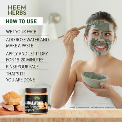 Heem & Herbs Scars Remover Face Pack - Sandalwood 100 gm - Face Packs