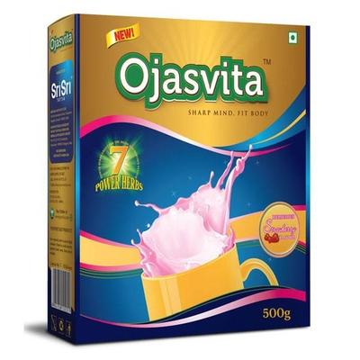 Sri Sri Tattva Ojasvita Powder - Strawberry Flavour 500 gm (Refill Pack) - Daily Health Drinks