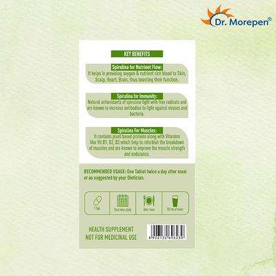 Dr. Morepen Spirulina Superfood Tablet 60's - Herbal Dietary Supplement