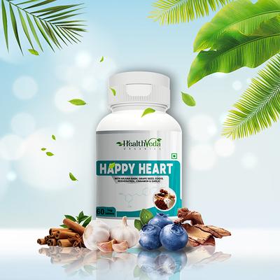 Health Veda Happy Heart Veg Tablet 60's - Herbal Dietary Supplement