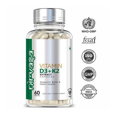 Nirvasa Vitamin D3 + K2 Capsule 60's - Multi-Vitamins