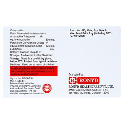 RONCLAV 625 Tablet 10's - Bacterial Infections-Pen