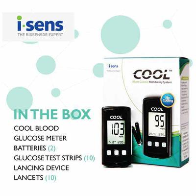 i-Sens Cool Blood Glucometer with Test Strips 10's - Black - Blood Glucose Monitors/Strips